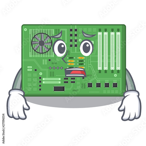 Afraid motherboard in the a computer cartoon