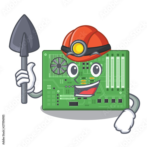 Miner motherboard in the a computer cartoon