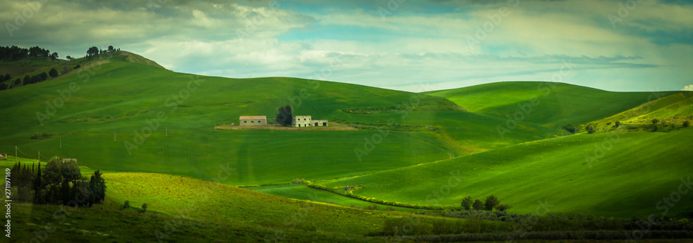 Hill with field in south Italy 4 - obrazy, fototapety, plakaty 