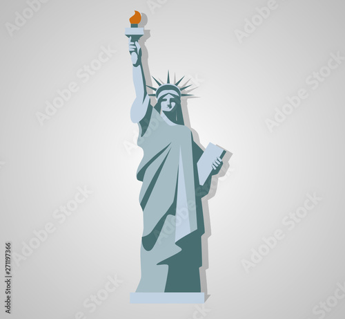 Isolated statue of liberty on white background. Flat style. Vector illustration
