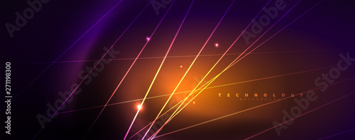 Color light with lines, outer space background, bright rays
