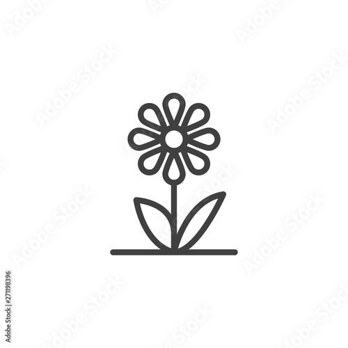 Flower petals line icon. linear style sign for mobile concept and web design. Chamomile flower outline vector icon. Symbol, logo illustration. Vector graphics