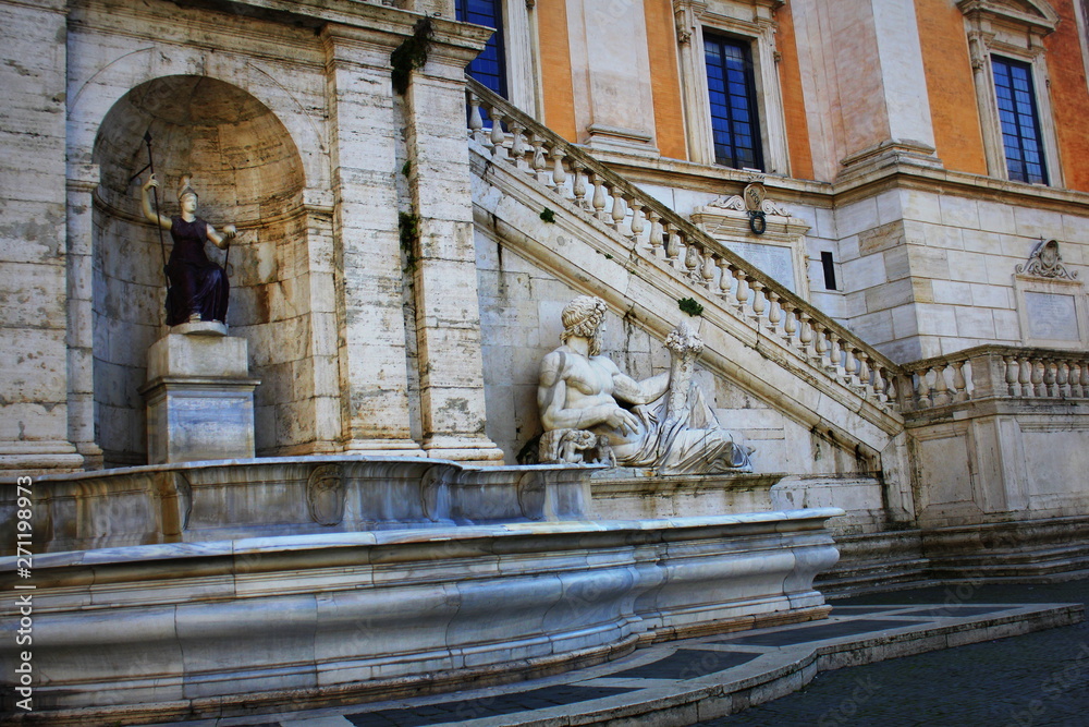 The ancient Roman statue of a old and wise river god, representing the River Nile found on the Capitoline Hill (Campidoglio) in Rome