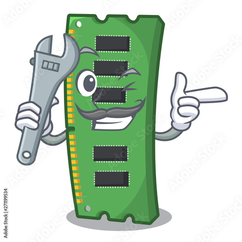 Mechanic RAM memory card above cartoon table