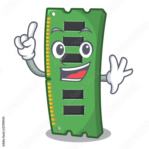 Finger RAM memory card above cartoon table