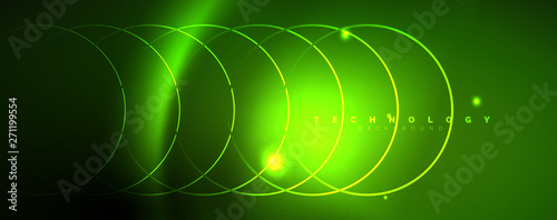 Shiny neon lines template - northern lights glowing blur lines. Futuristic style glow neon 80s disco club or night party techno template