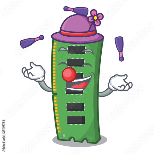 Juggling RAM memory card above cartoon table