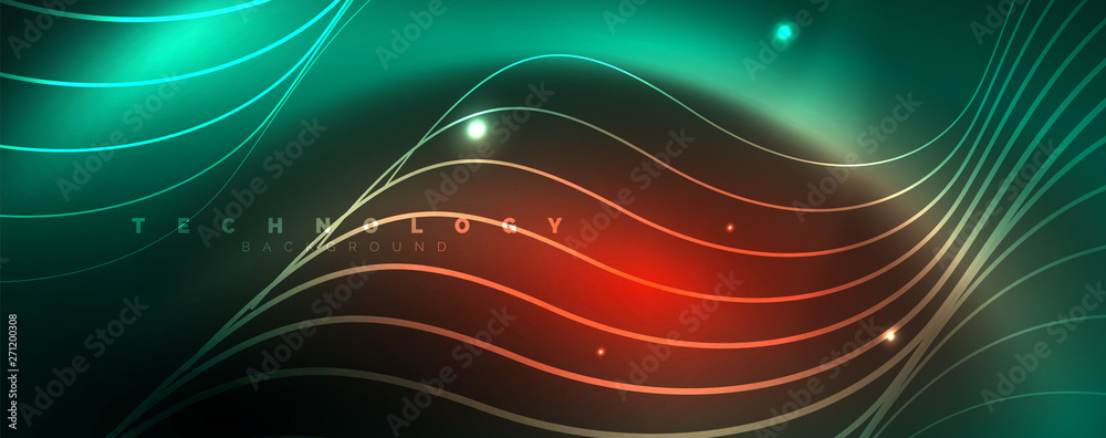 Shiny neon lines template - northern lights glowing blur lines. Futuristic style glow neon 80s disco club or night party techno template Shiny neon lines template - northern lights glowing blur lines. Futuristic style glow neon 80s disco club or night party techno template