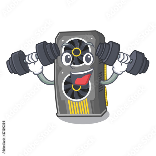 Fitness video graphics card in shape mascot
