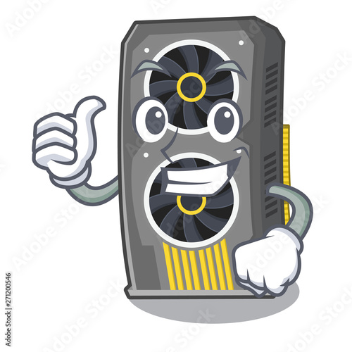 Thumbs up video graphics card isolated with cartoon
