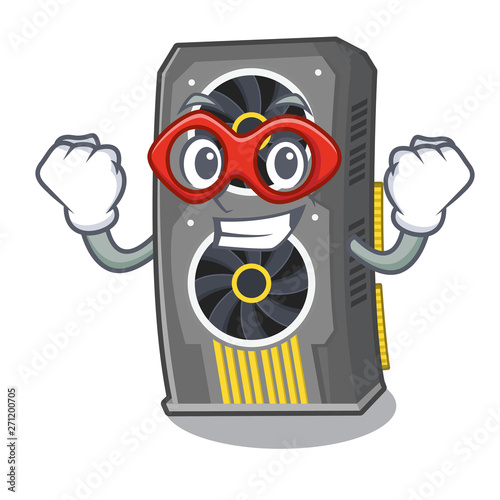 Super hero video graphics card isolated with cartoon