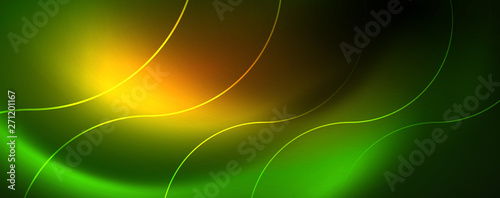 Shiny neon lines template - northern lights glowing blur lines. Futuristic style glow neon 80s disco club or night party techno template