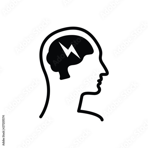 Black solid icon for brain storm 