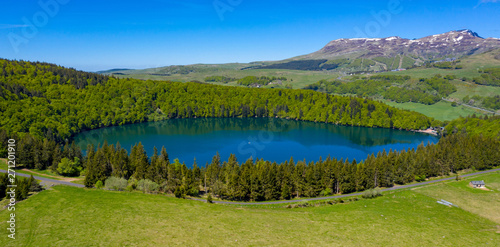 lac pavin and forest- lake pavin auvergne in france photo