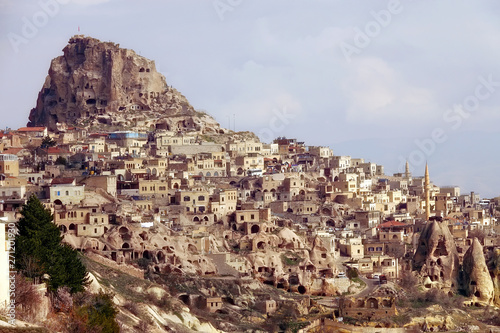 scenic landscape of old town of Cappadocia in middle east Turkey