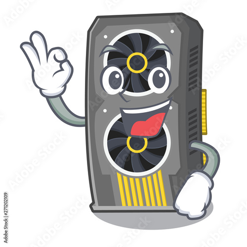 Okay video graphics card isolated with cartoon