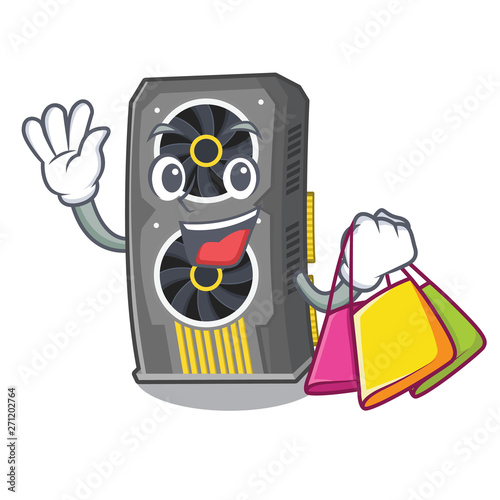 Shopping video graphics card isolated with cartoon