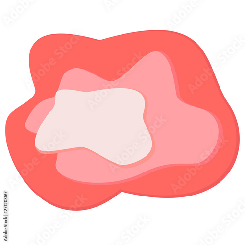 Layered fluid blobs. Red, coral pink geometric liquid topography. Abstract clear edges shapes . Brush spot with dynamic colors and circles. Background template for flyer or banner