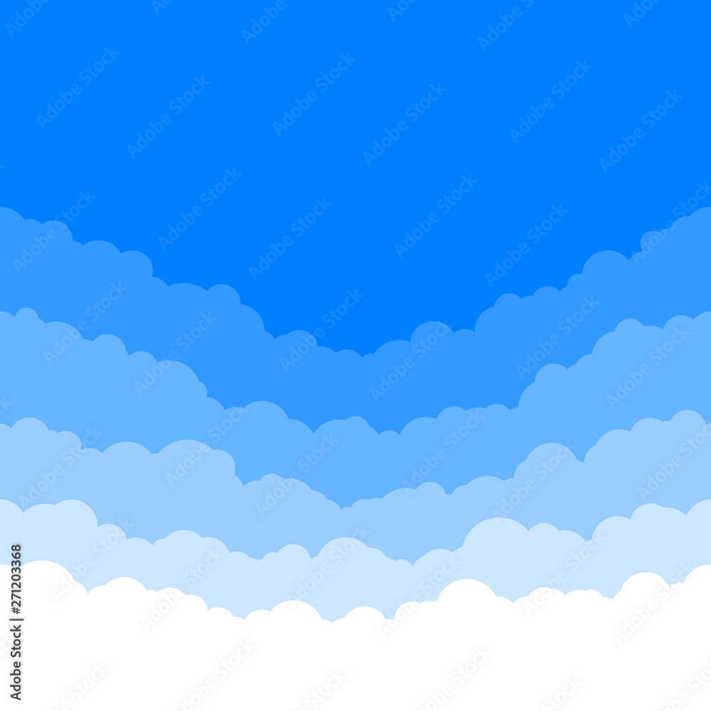 Horizontal seamless clouds. Skyline repeat texture. Sky background. Paper clouds layers. Vector illustration