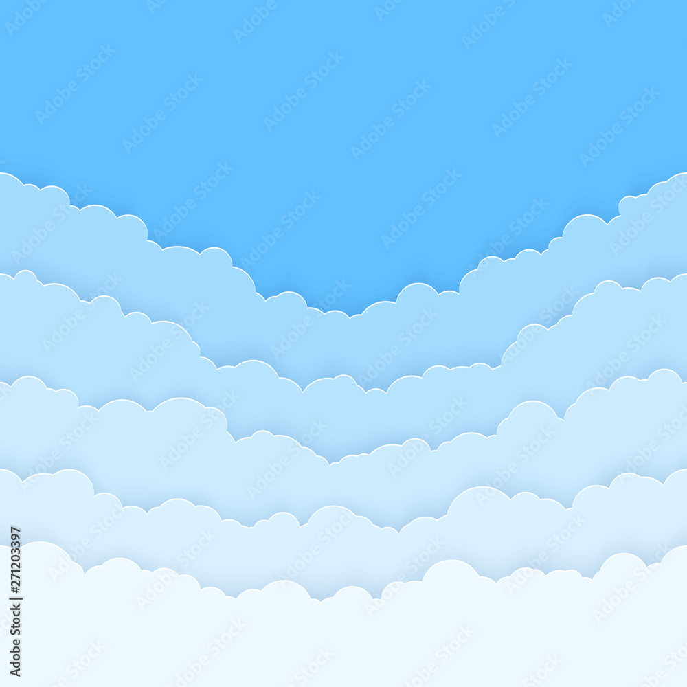 Abstract horizontal seamless paper clouds. Clouds gradient on blue background. Vector illustration Abstract horizontal seamless paper clouds. Clouds gradient on blue background. Vector illustration