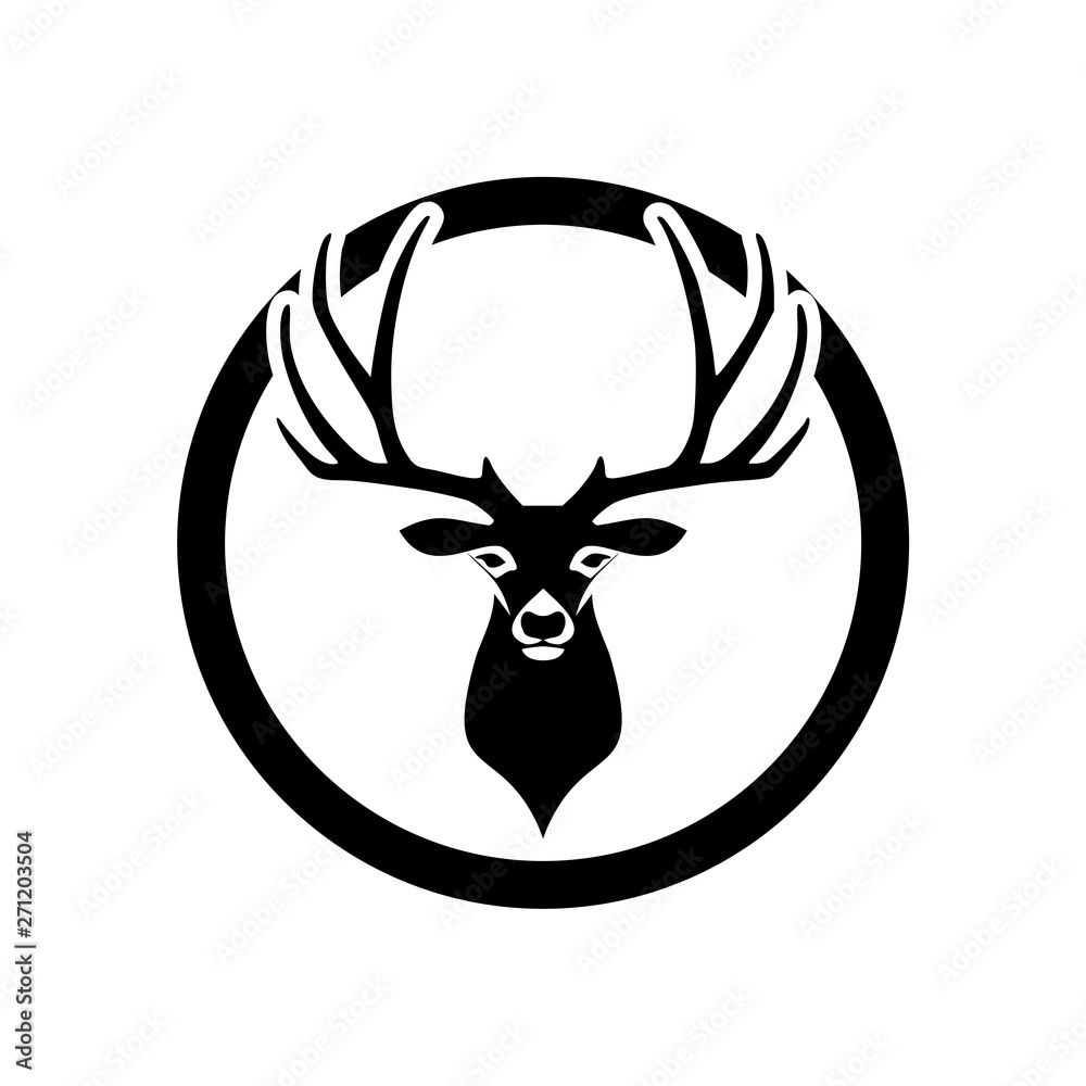 Silhouette of the deer head, monochrome logo Silhouette of the deer head, monochrome logo