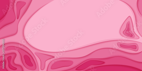 Vector abstract background of color live coral in the style of cut out paper. 3d illustration for design of banners, wedding invitations, holiday greetings. Place for copy, text.