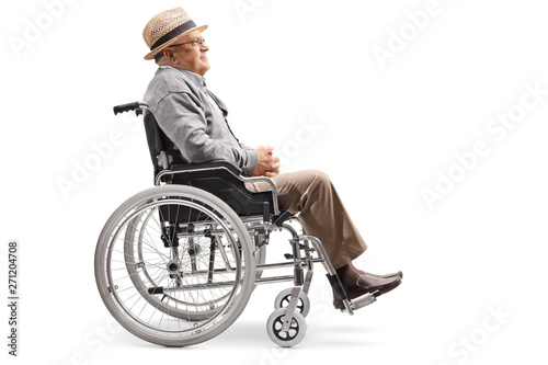 Elderly man sitting in a wheelchair