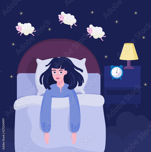 Woman suffering from the insomnia. Girl with no sleep