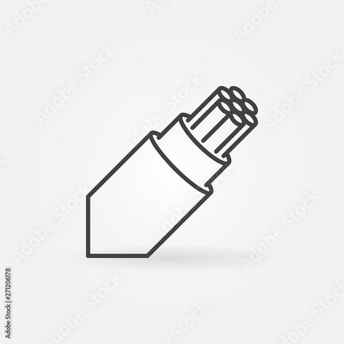 Optical fiber breakout cable vector outline icon or design element