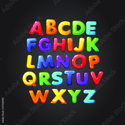 Colorful jelly alphabets for kids. Isolated vector illustration