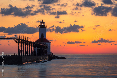 Michigan City East Pierhead Lighthouse After Sunset