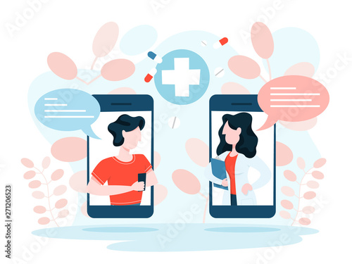 Online consultation with doctor. Remote medical treatment