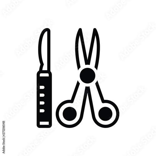 Black solid icon for surgical instruments 