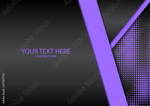 Bright halftone dots and colored inclined ribbons stripes on a dark background. Luxury poster background template.