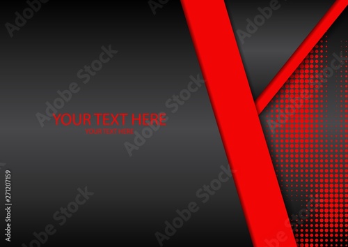 Bright halftone dots and colored inclined ribbons stripes on a dark background. Luxury poster background template.