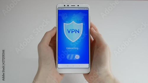 VPN. Virtual private network. Turning on VPN on the smartphone. Data encryption. IP substitute. Cyber security and privacy. Personal data protection. Privacy Protection.