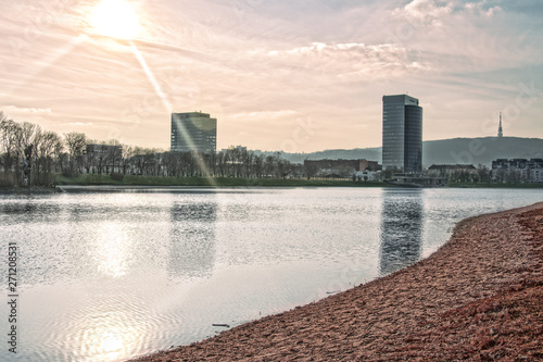 Photography Kuchajda lake in main city Bratislava