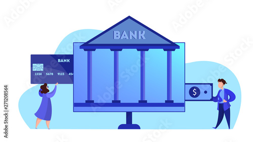 Online banking web banner concept. Making financial operations