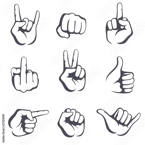 Different vector collection signs of hand gestures