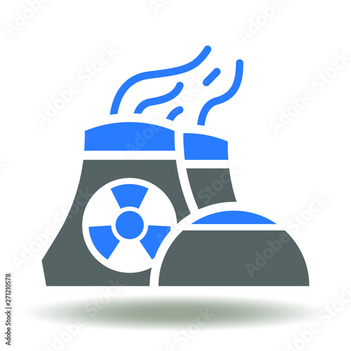 Nuclear power plant icon vector. Atomic energy production reactor logo.
