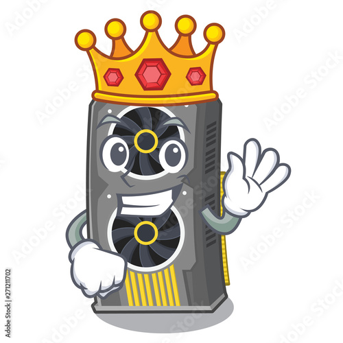 King video graphics card above cartoon chair