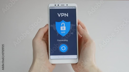 VPN. Virtual private network. Turning on VPN on the smartphone. Data encryption. IP substitute. Cyber security and privacy. Personal data protection. Privacy Protection.