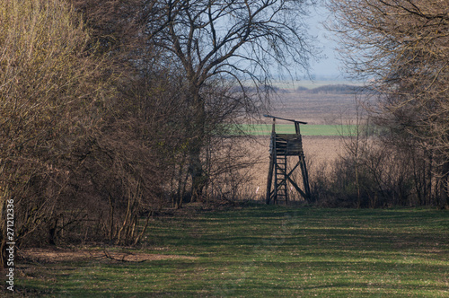 deer stand used by hunters in springtime