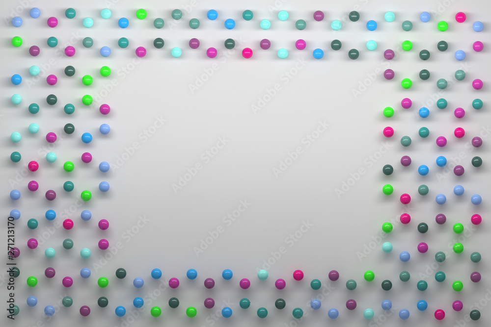 Frame made of small randomly colored balls spheres