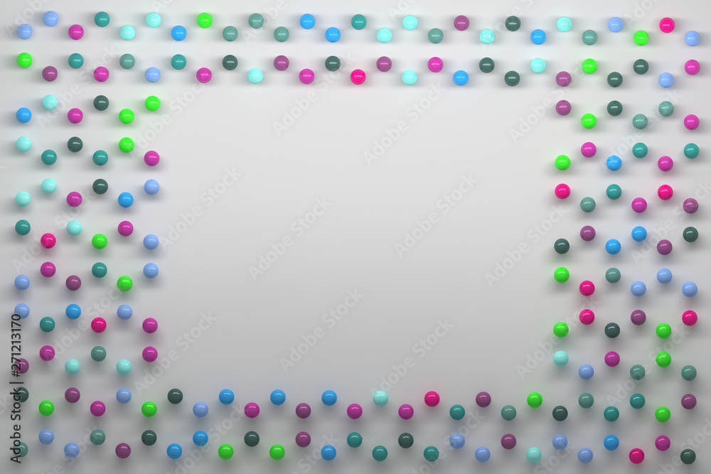 Frame made of small randomly colored balls spheres Frame made of small randomly colored balls spheres