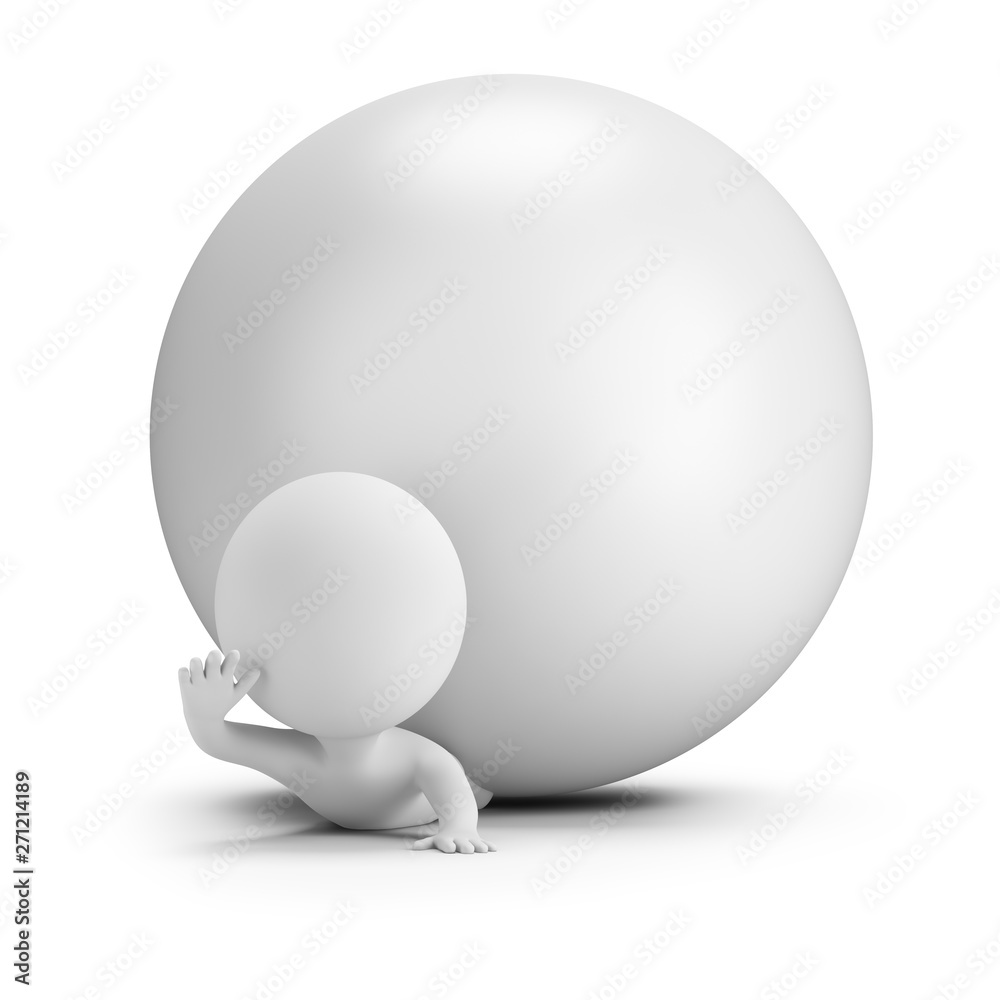 3d small people - pinned by a ball 3d small people - pinned by a ball