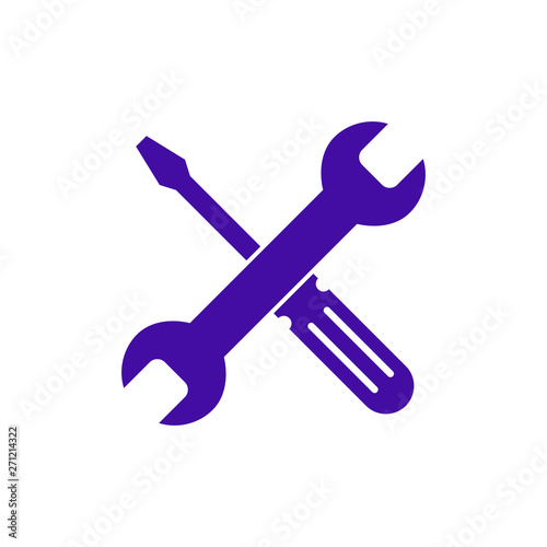 Repair icon. Wrench and screwdriver icon. Settings icon isolated