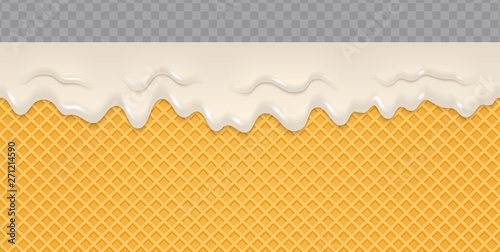 Cream Melted on Wafer Background.