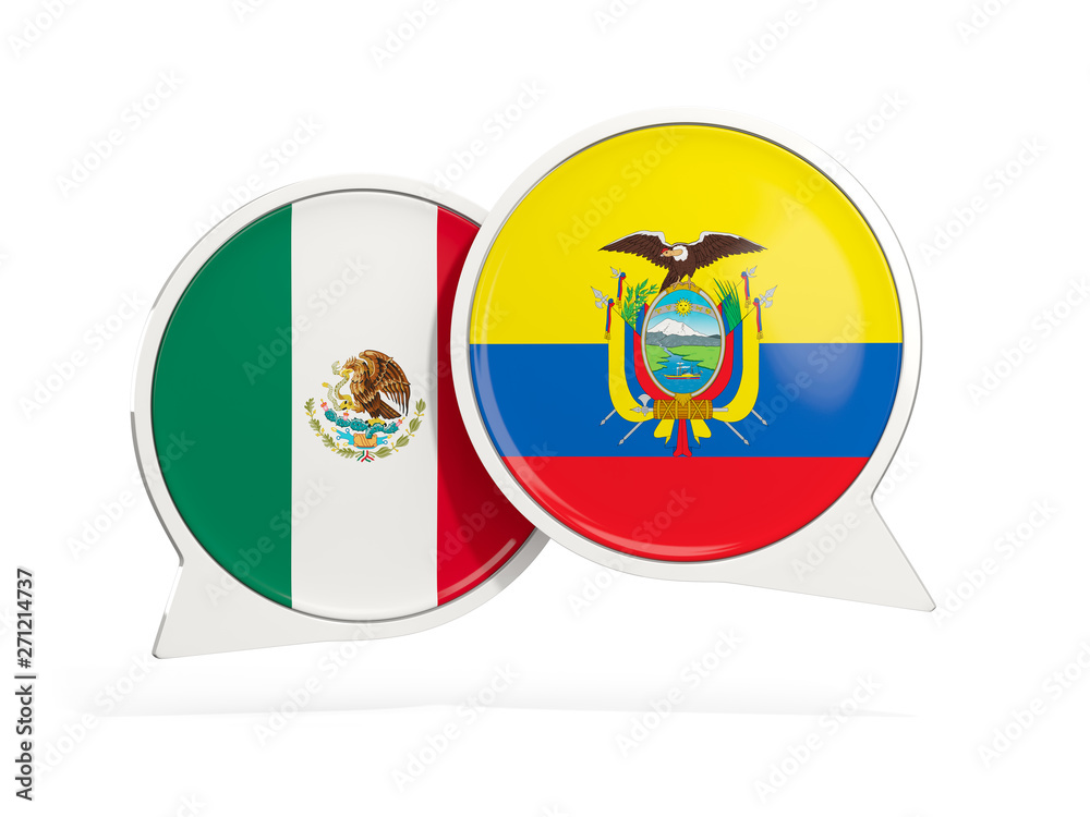 Obraz premium Flags of Mexico and ecuador inside chat bubbles