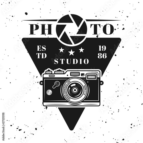 Photo studio vector emblem, label, badge or logo